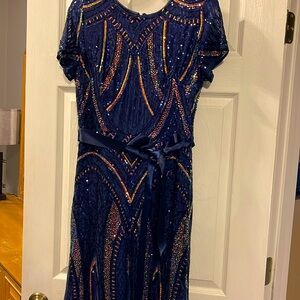 R&M Richards full length beaded  evening gown.